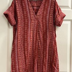 Faherty Women's Red Sanibel Basketweave Dress - Size Small - EUC