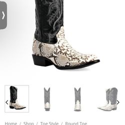 Men’s 9.5 J. B. Dillon High Noon Black- Python Cowboy Boots