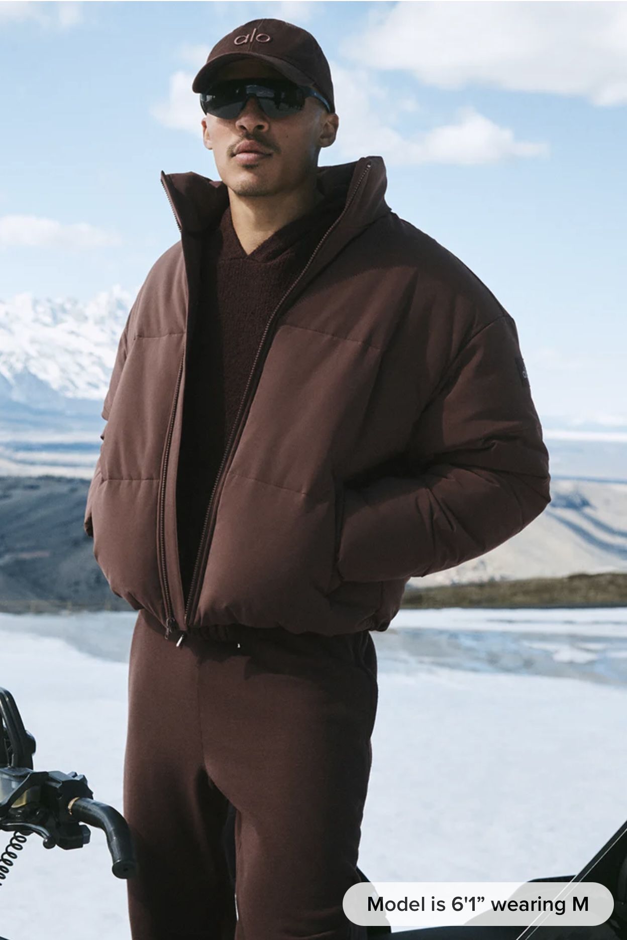 NEW ALO Men’s Stretch Woven Street Puffer Jacket in BrownStone Color size XL