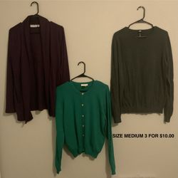 Light Weigh Sweaters. Size MEDIUM 3 For $10.00