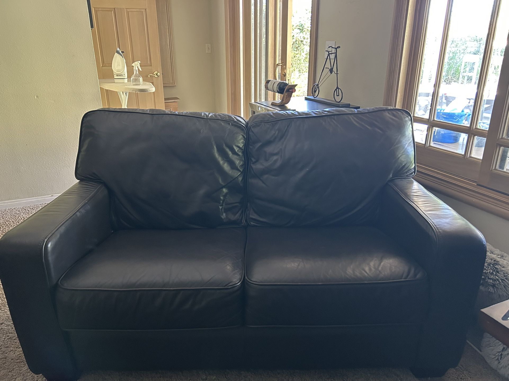 Espresso Genuine Leather Couch 