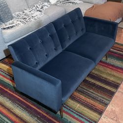 Velvet Sofa Sleeper - Blue & Rose Gold