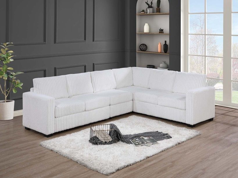 4-Piece Sectional Set
One-Arm Loveseat x 2 + Corner Wedge + Armless Chair
Color: Milk Bonito Sofa De 4 Piezas Color Blanco Nuevo En Caja