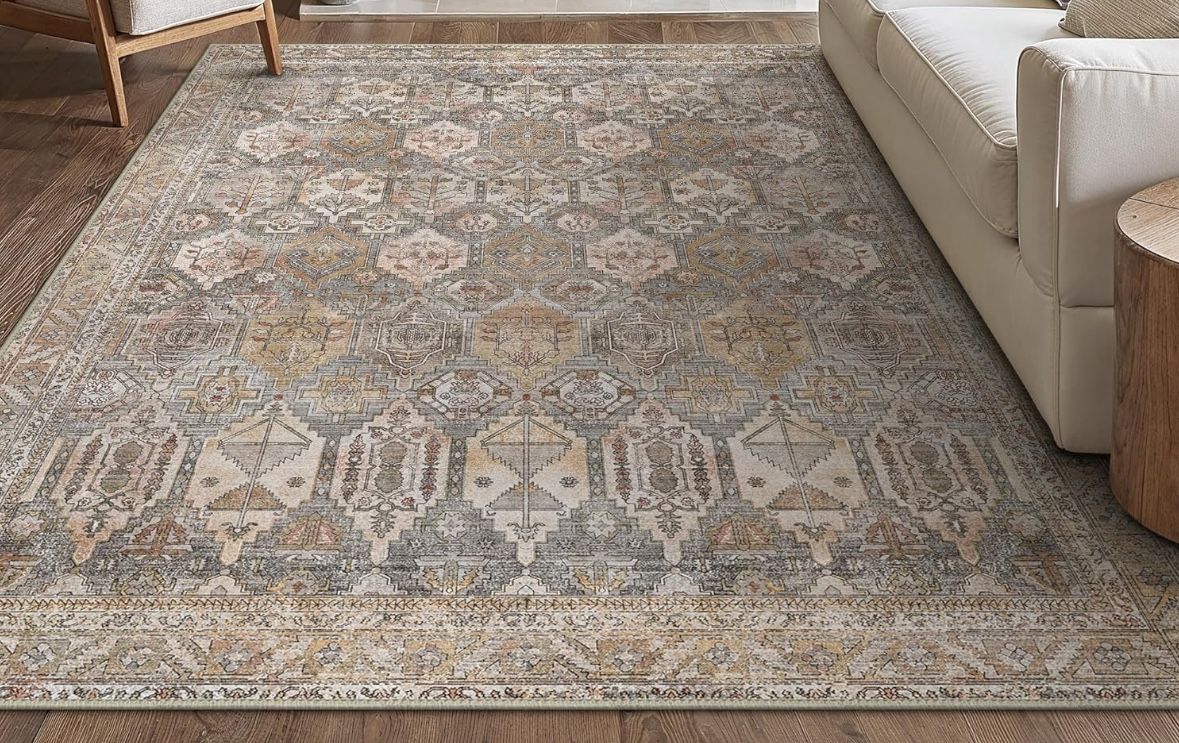 8x10 Washable Area Rug Carpet Beige Brand New