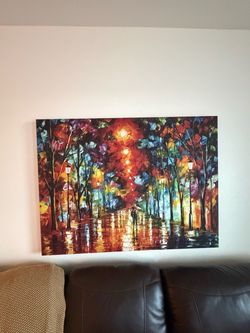 Large Colorful Night Scene Canvas Wall Art