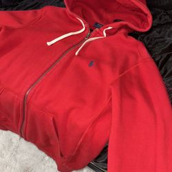 red polo hoodie 
