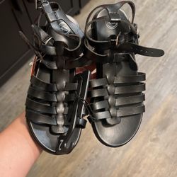 Girls Black Gladiator Sandals Size 2