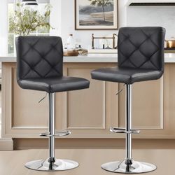 NicBex Adjustable Bar Stools, Modern PU Leather Swivel Bar Stools for Dining Room Kitchen Island Bar Stools, Set of 2