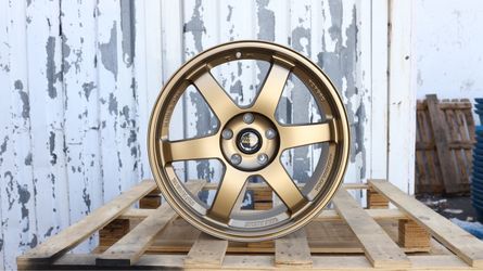 18 INCH SQUARED SET RAYS TE37 STYLE BRONZE WHEELS RIMS 18X8 +35 (5X114.3) CB: 73.1