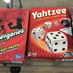Games: Scattergories, Yahtzee, and Wooden Tower Games