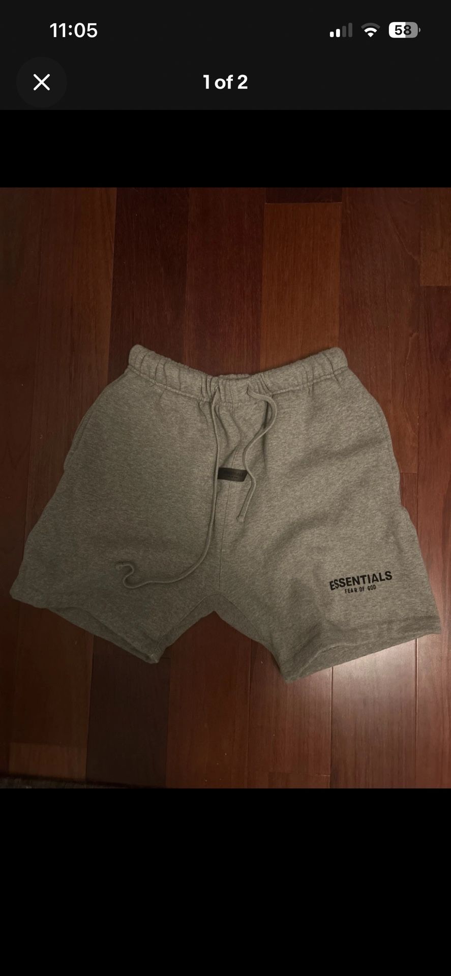 Men’s Fear Of God Essentials Sweatshirts Grey Fog Size Medium