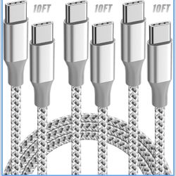 3 Pack 10FT 60W USB C to USB C Cable Nylon Braided Type C Fast Charging Cord,USB C Charger Cable Compatible iPhone 16/16 Pro/15/15 Pro/Plus/iPad/MacBo
