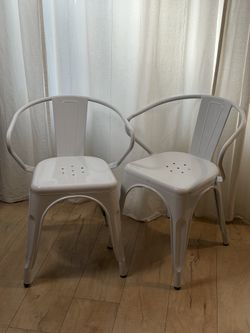 White metal chairs