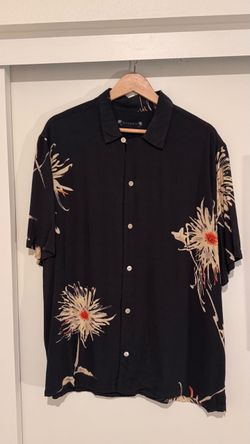 AllSaints Black Floral Button-Up Shirt