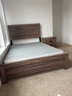 Queen Bed Frame with Nightstand Set