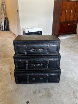 Black Vintage Faux Leather with Buckles and Straps