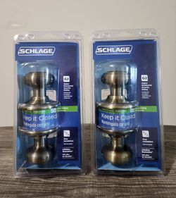 Set of 2 Schlage  G2 Non-Locking Hall and Closet Doorknobs