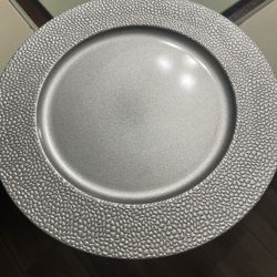 White Chair Covers, Silver Plates Ana Royal Blue Runners