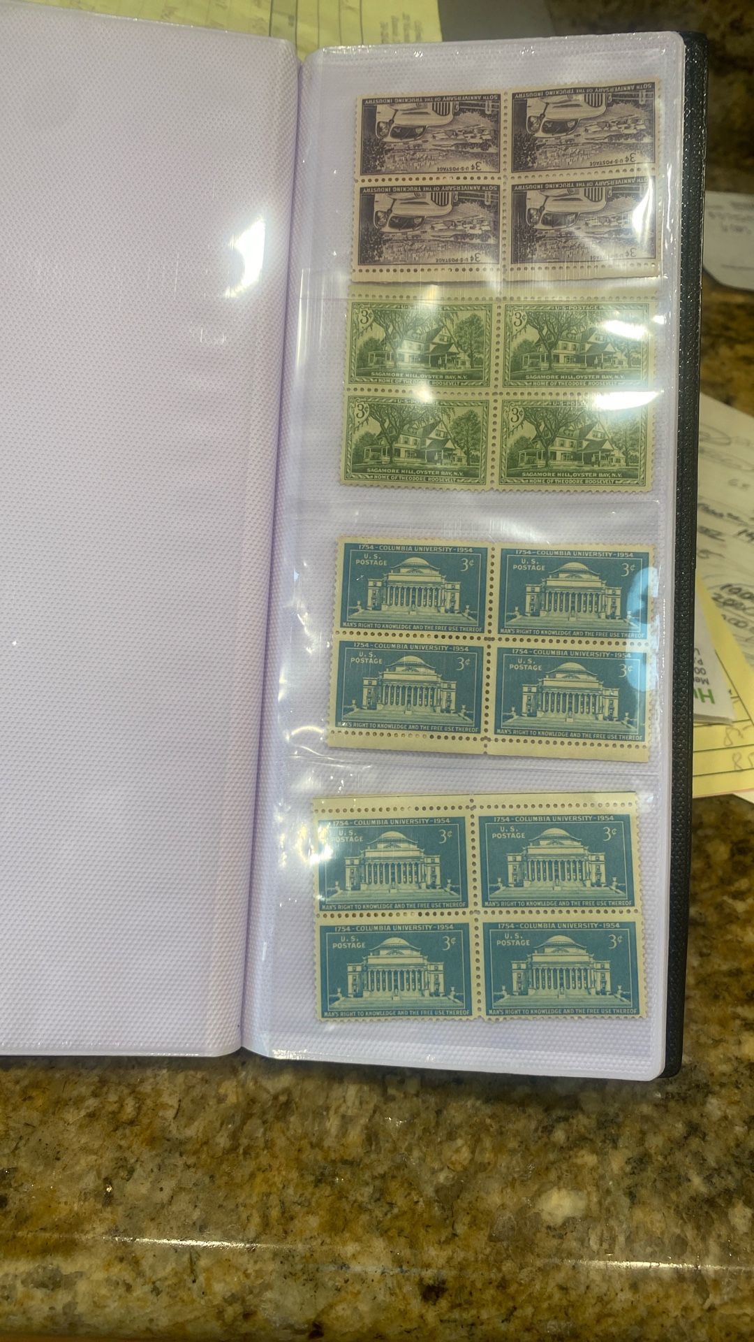 US three cent, stamps three different types