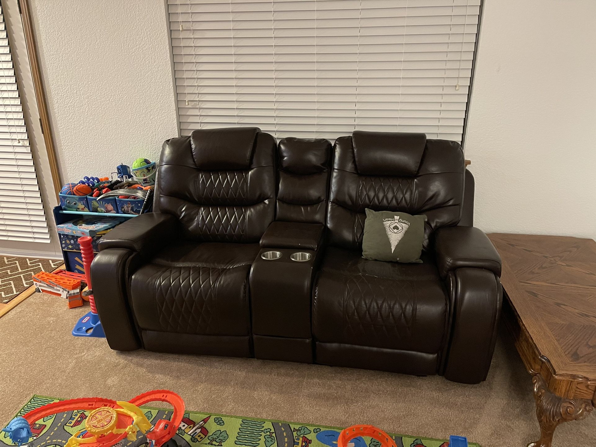 Faux Leather Electric Reclining Loveseat
