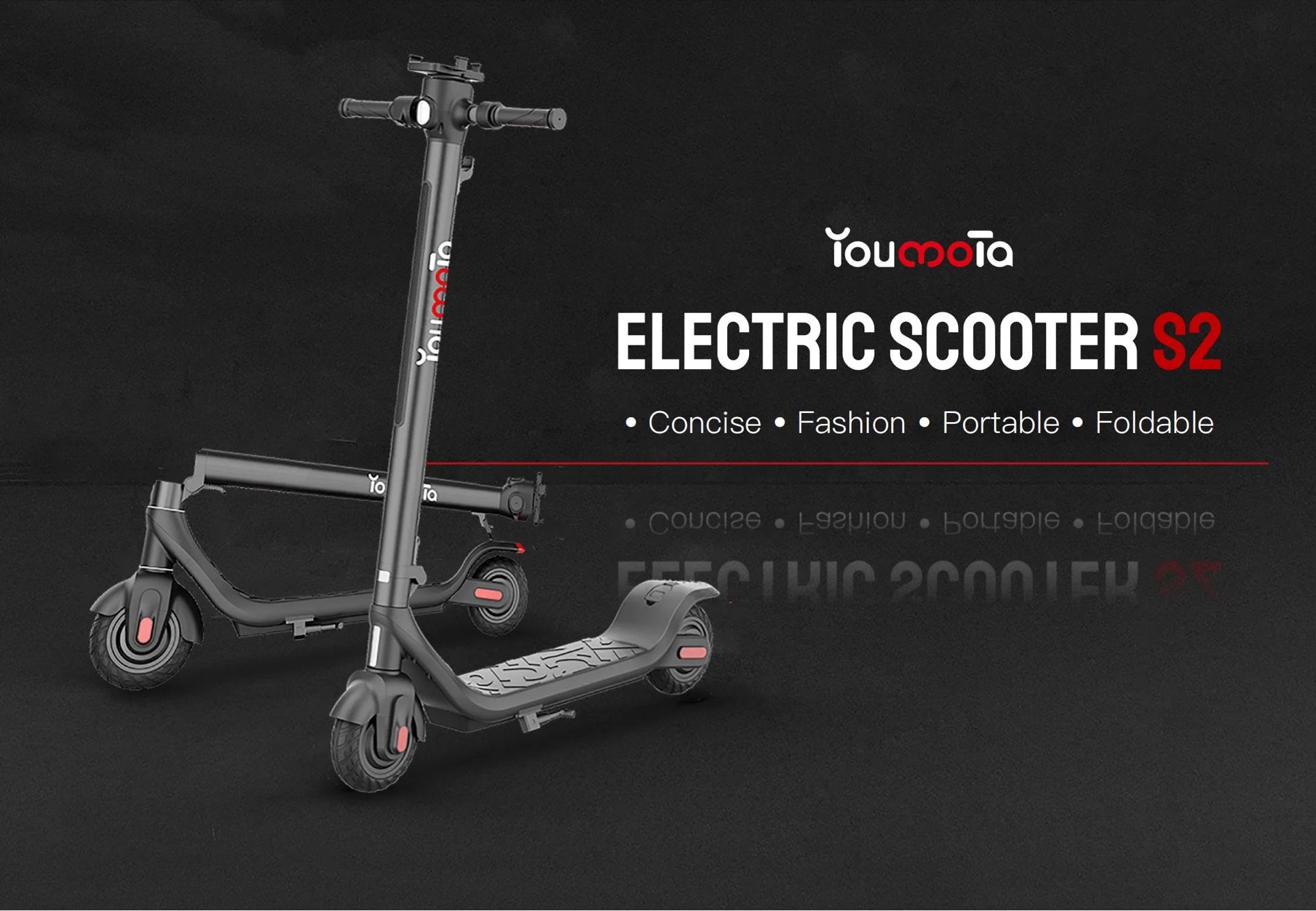 YOUMOTA S2 6.5" Folding Electric Scooter 250W Motor 36V 6Ah Battery With Bluetooth Speaker And Phone Holder