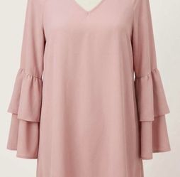 Pink altar’d state bell sleeve dress with ruffle