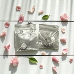 Silver Cushion Halo Necklace And Earrings Set