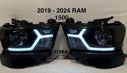 2019 - 2024 Dodge RAM 1500 Animated LED Bar Factory Style Headlights (Matte Black Housing/Smoked Lens)
