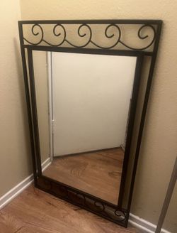 Square Mirror With Black Outline 34 1/2 inch. × 22 inch.