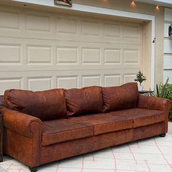 Restoration Hardware LancasterDestroyed Oxblood 9ft Leather Sofa