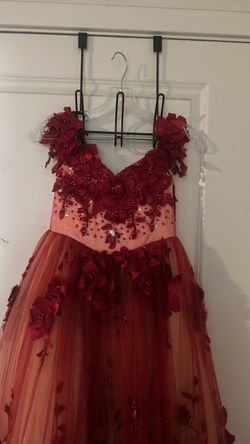 Blush pink red children ball gown with corset back
