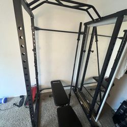 Squat Rack W/Barbell & Bench
