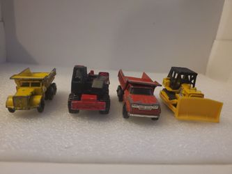 4 Vintage Matchbox Lesney Various Diecast Toy Construction Vehicles Lot