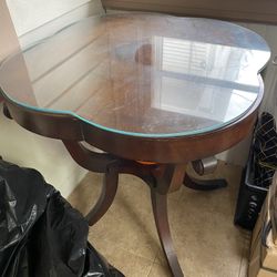 Antique Four Leaf Clover Table With Glass Top