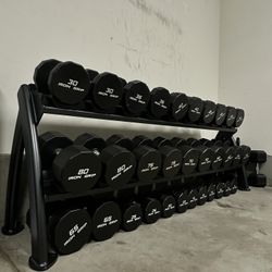 IRON GRIP DUMBBELLS WITH RACK