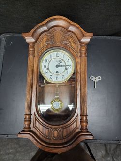Vintage Sligh Regulator Wall Clock - Westminster Chime - Hermle 341/351 Movement w/ Key