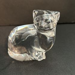Small Clear Crystal Kitty Cat Figurine Paperweight 