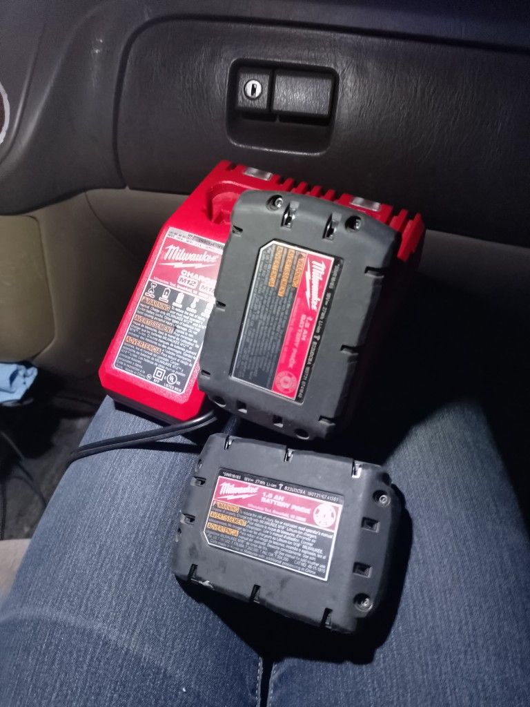 Milwaukee Charger And Two Batteries