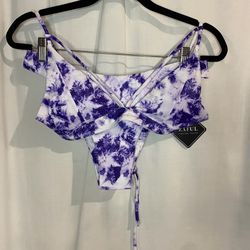 Zaful Womens Purple Tie Dye Strappy Criss Cross Bikini Set Size L US 8 NEW