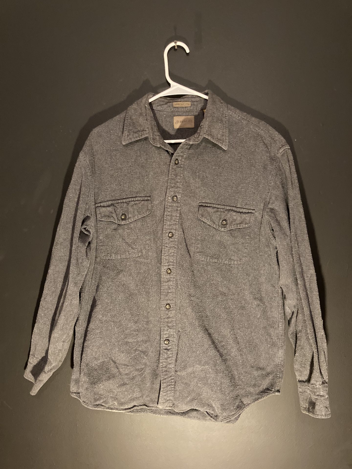 St. John’s Bay Chamois Cloth Mens Button Down Gray Shirt Large