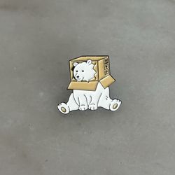 Polar Bear With Box Enamel Pin