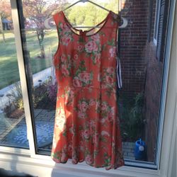 Juniors Spring/summer Dress Floral Coral Size Medium 