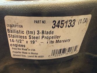 Ballistic 3-Blade Stainless Steel Propeller 14.5x19 Mercury
