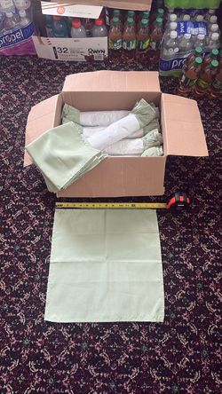 Box of (98) Sage colored Cloth Dinner Napkins