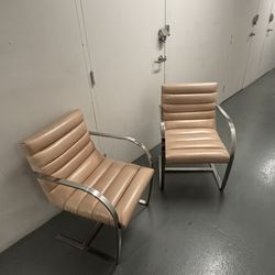 2 x Metal & Leather Chairs