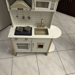 NEW Tiny Land Play Kitchen for Kids, Wooden Kids Play Kitchen Playset Chef Pretend Play Set