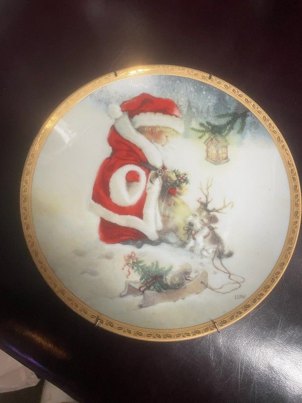 Vintage Christmas Plate Santas Littlest Reindeer
