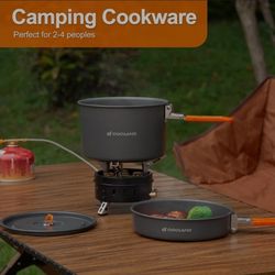 Odoland Camping Cookware, Non-Stick Lightweight Camping Pot with Mesh Bag for Backpacking, Outdoor Cooking and Picnic