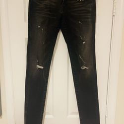 Women’s Y2K True Religion Julie Studded Distressed Black Skinny Goth Punk Biker Jeans Size 28