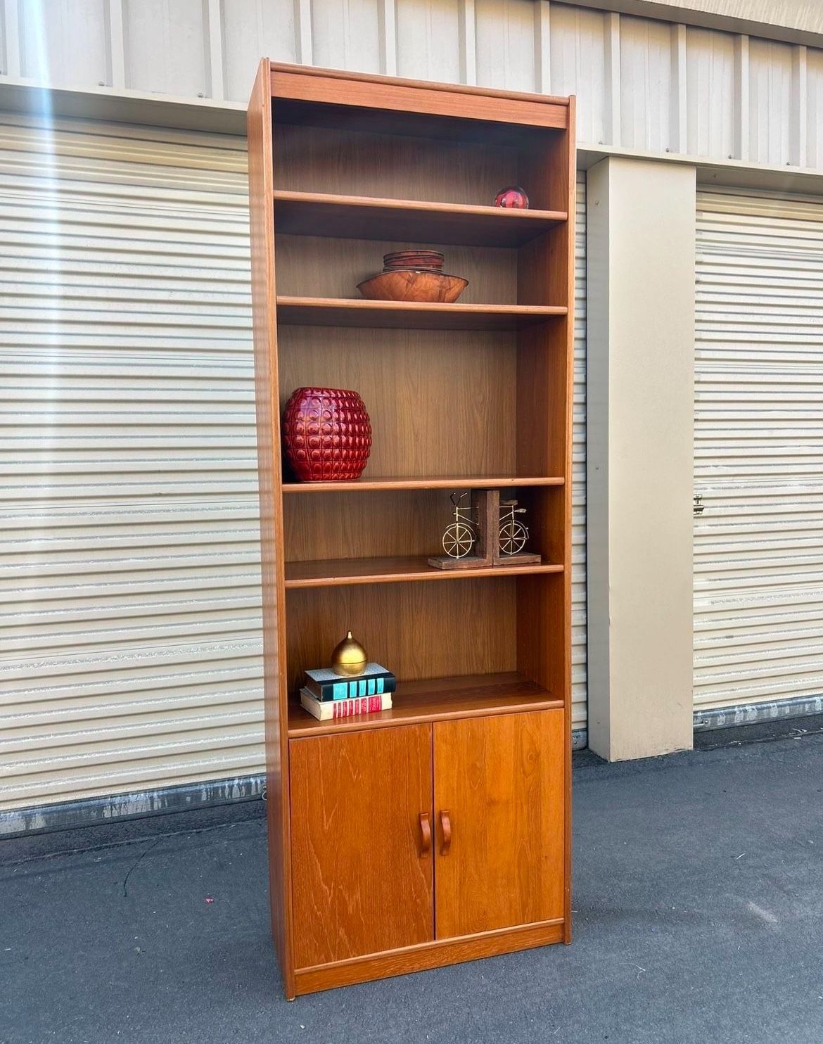 TALL Teak Bookcase Wall Unit Shelf